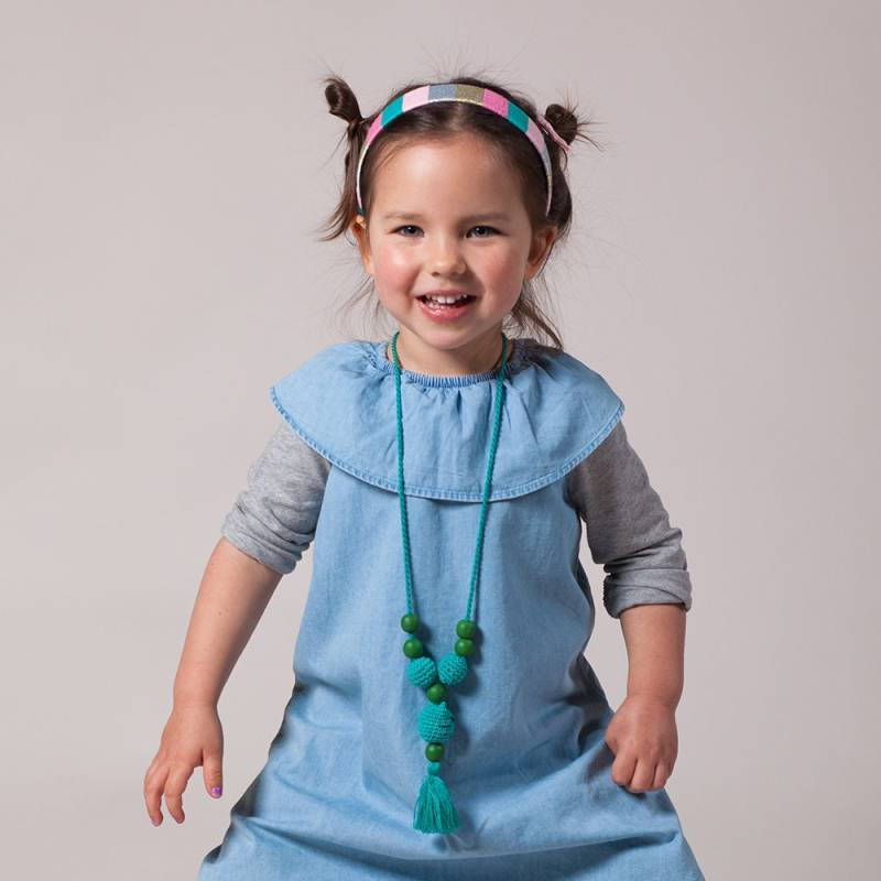 Kleine Mädchen Handwerker Halskette - Teal Kitty von ShopPeppercornKids