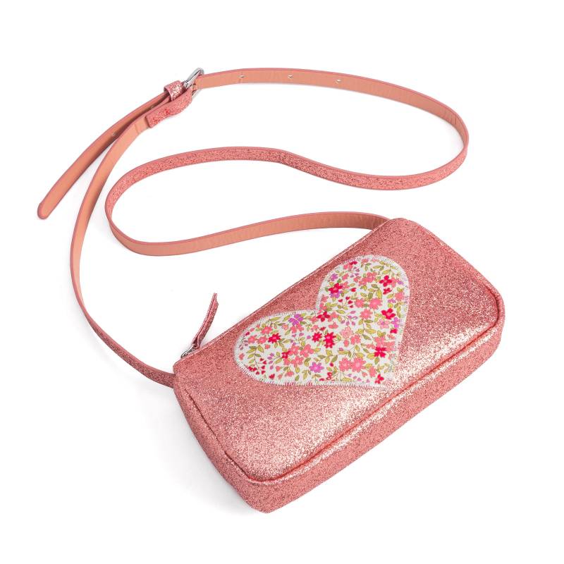 Mädchen Glitzer Geldbörse Mit Blumen Herz Applikation - Rose Pink | Alter 3-8 Jahre von ShopPeppercornKids