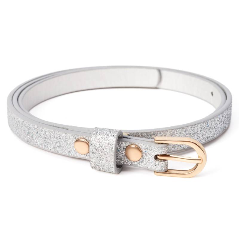 Mädchen Gürtel Glänzend Dünner Glitzer - Classic Silver | Kinder 4-7 Jahre | 8-14 von ShopPeppercornKids