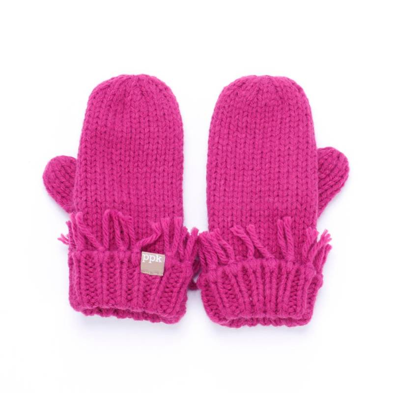 Mädchen Handschuhe Mit Fransen Quaste | Fleece Gefüttert - Beere Pink | 6-12 Jahre von ShopPeppercornKids