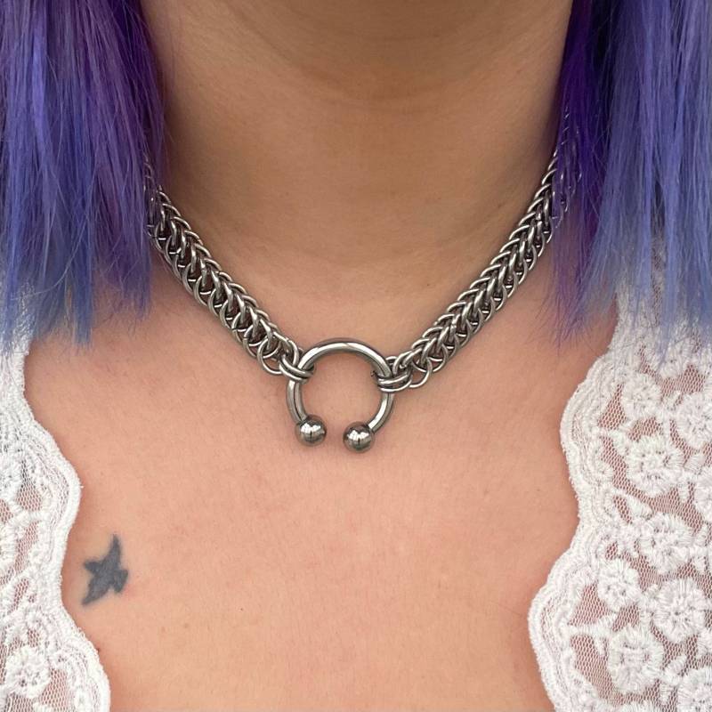 Massive Chainmaille Necklace Circular Barbell Piercing, Chainmail Horseshoe Piercing Massive Chainmaille Necklace Circular Barbell Piercing, Chainmail Horseshoe Piercing von ShopRoyaGems