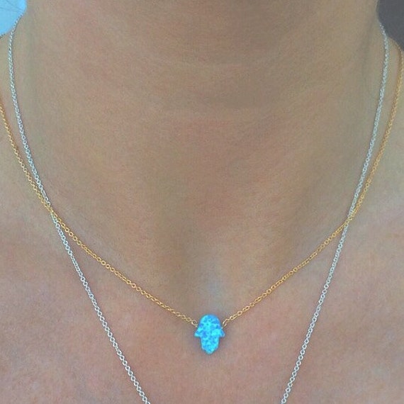 Opal Blaue Hamsa Halskette Opal Blaue Hamsa Halskette von ShopRubyTulip