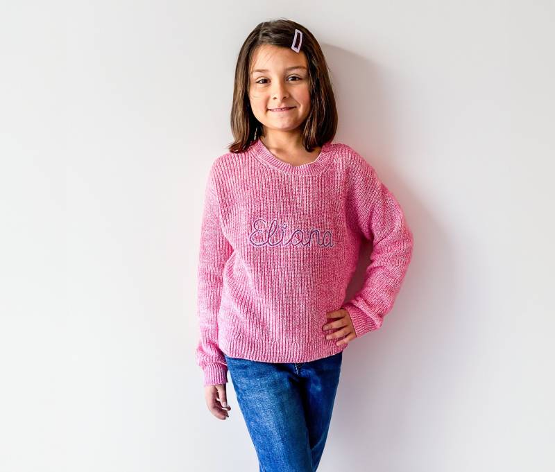Mädchen Pullover Mit Bestickten Namen Filz Buchstaben Monogramm von ShopSavannahCreation