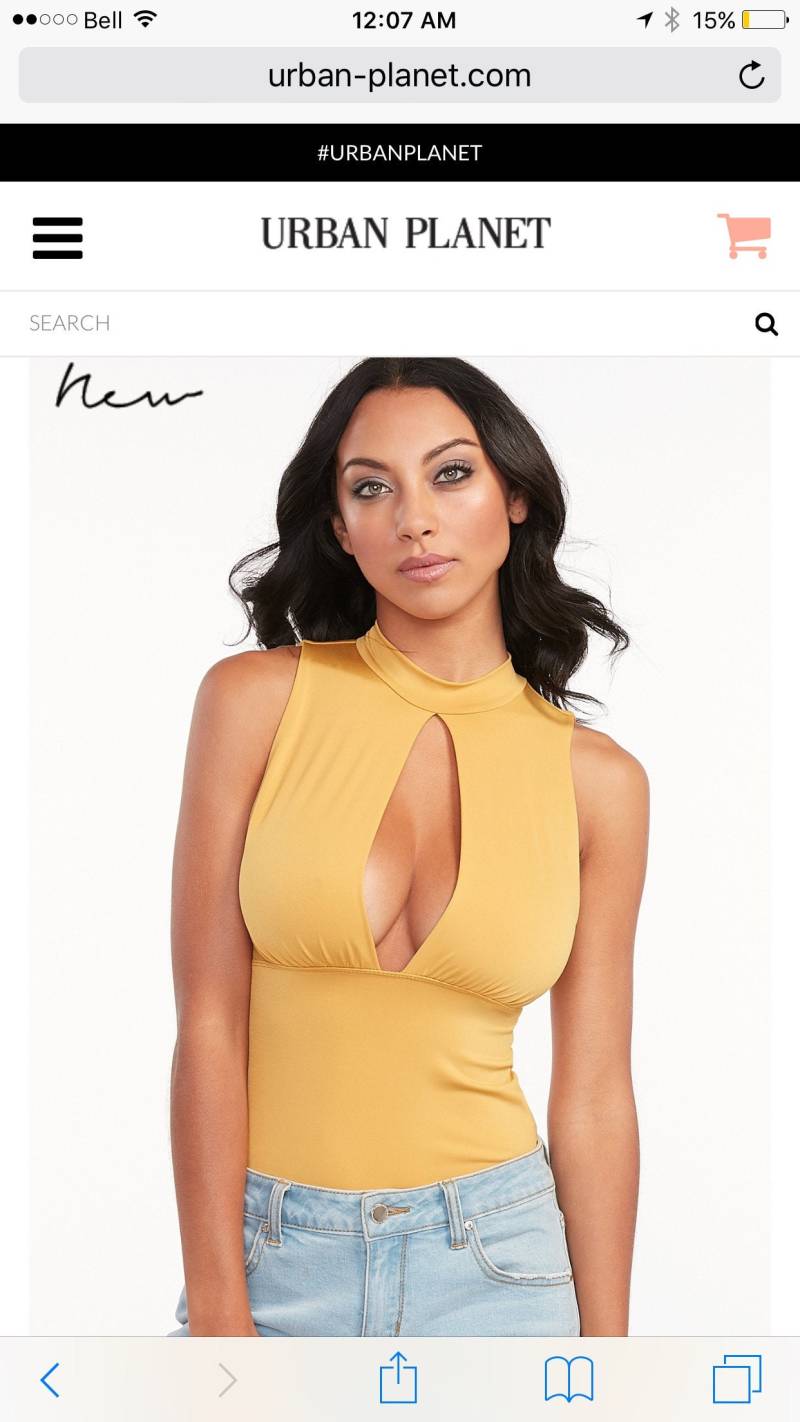 Gelber Body-Anzug Mit Schlüsselloch Peekaboo von ShopStasiaBoutique