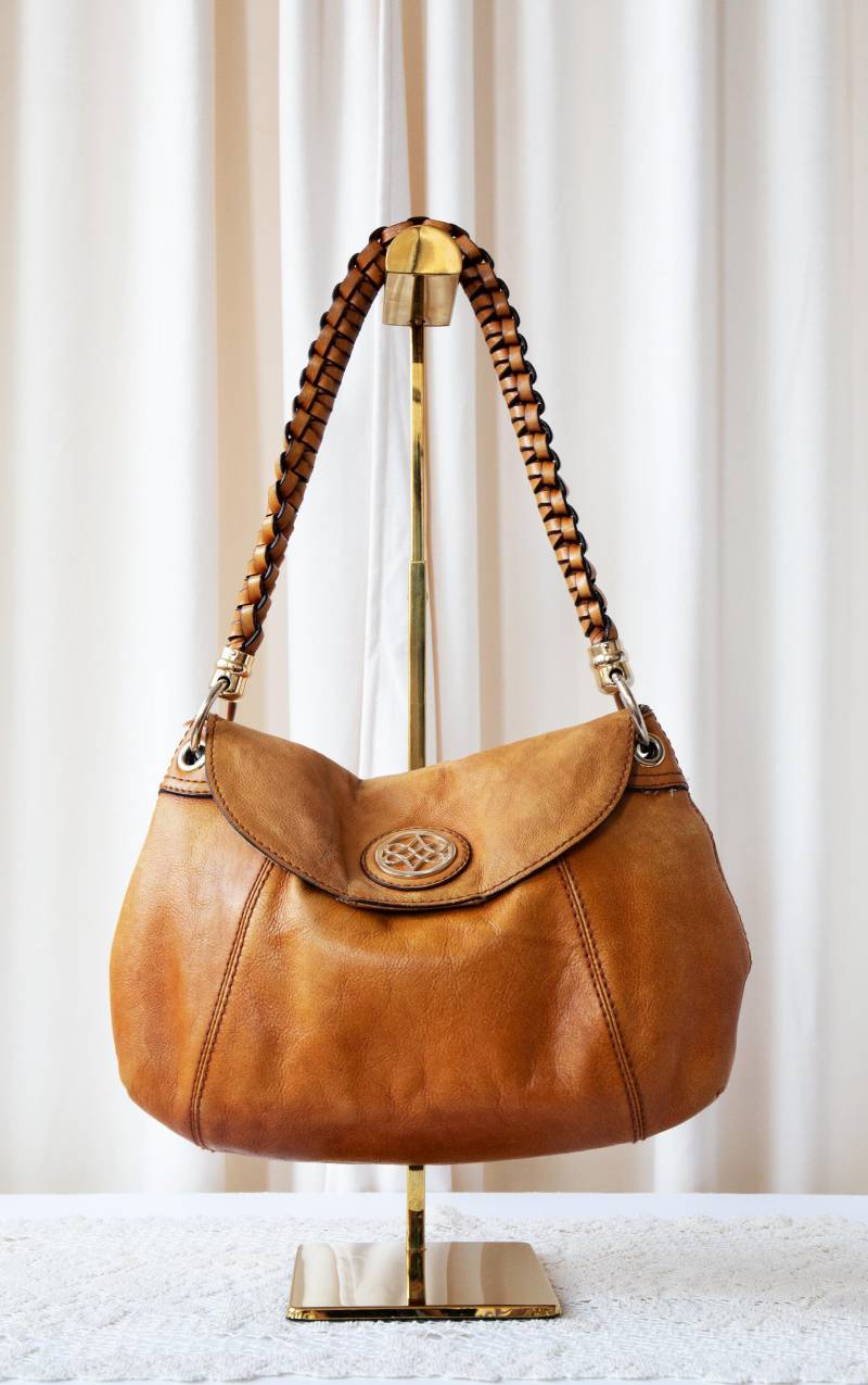 Vintage Y2K Braun Leder Hobo Slouchy Geldbörse von ShopTHEWEARS