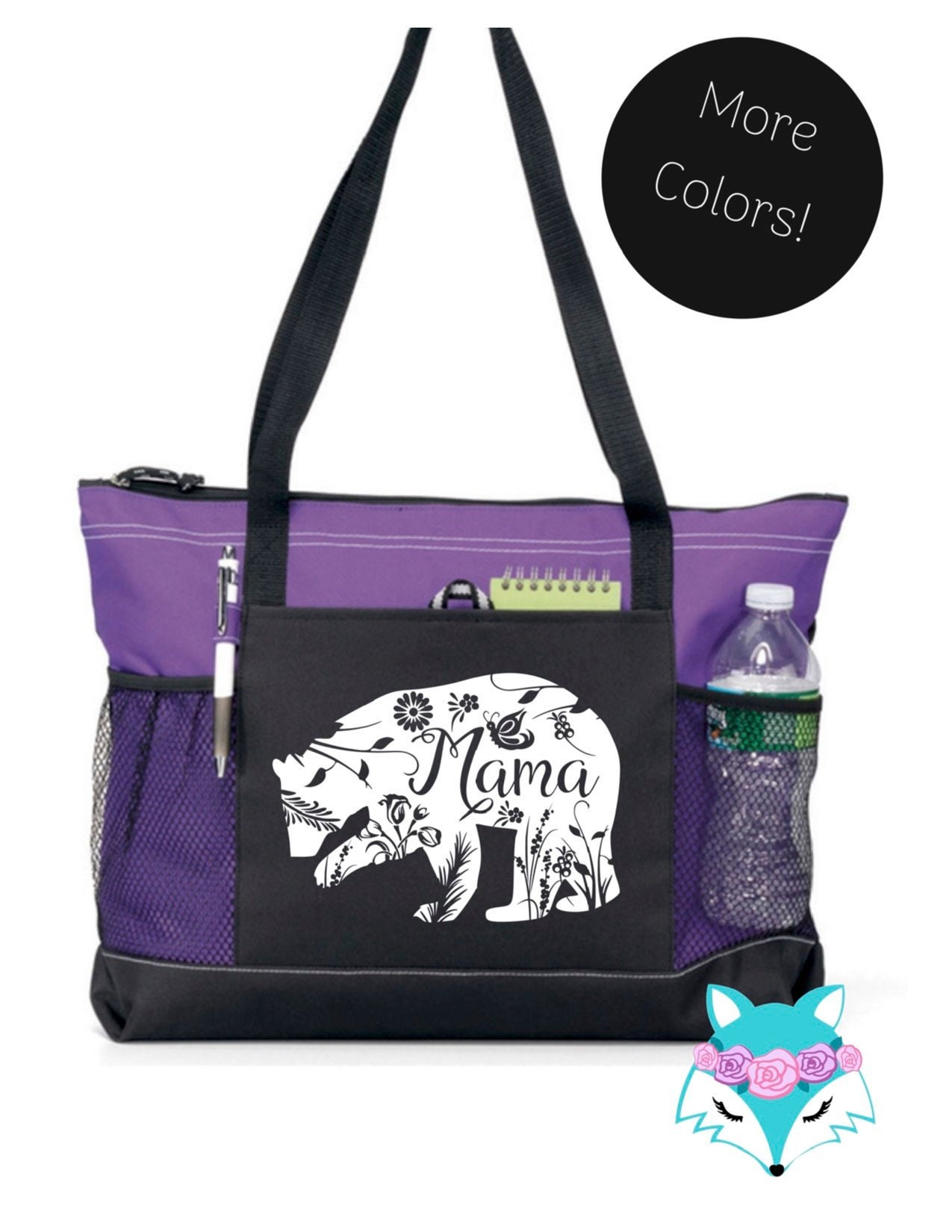 Mama Bär Einkaufstasche, Muttertagsgeschenk, Mama, Frau, Leinwand, Reißverschluss, Schwere Taschen, Tragetasche von ShopTheTealFox