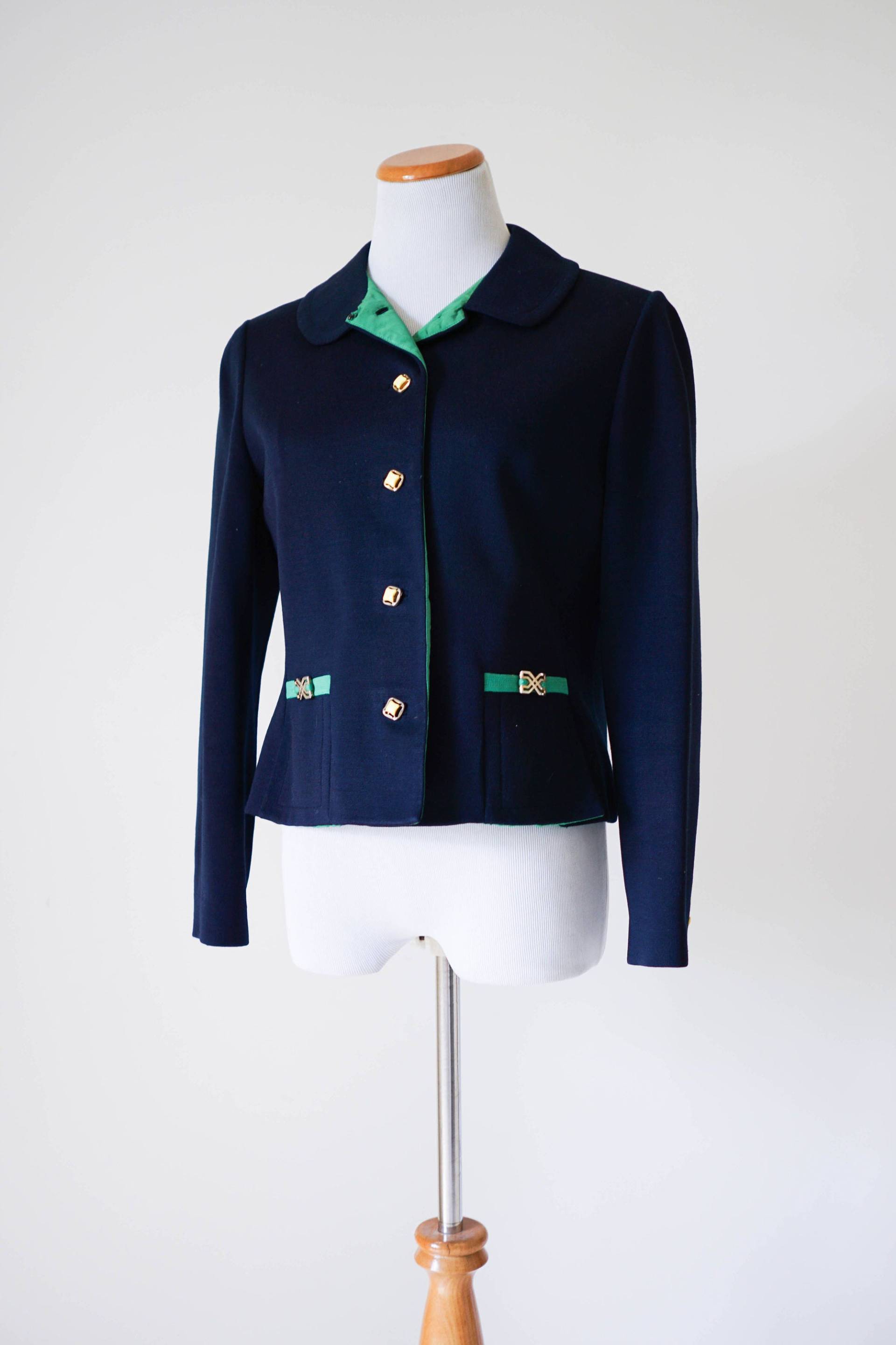 70Er Jahre Blazer/Vintage Kleidung Marine Und Grün Jacke Damen Businesswear von ShopTheUsual