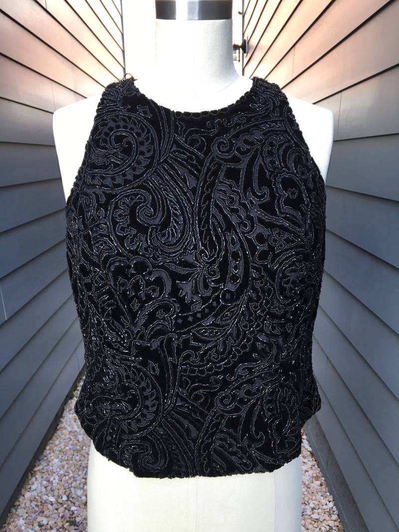 Samt Perlen Träger Bluse // Tank Vintage von ShopTogetherVintage