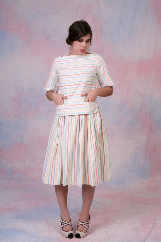 Jahrgang 1950 Tag Outfit Top W/Passende Volle Rock Größe Small von ShopTreasureTrove