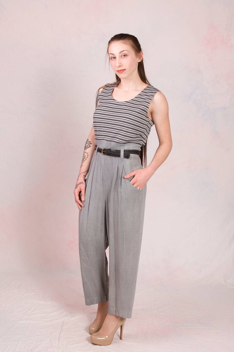 Jahrgang 1990 Business Lässig Nadelstreifen Spaß Weites Bein Overall Größe Medium von ShopTreasureTrove