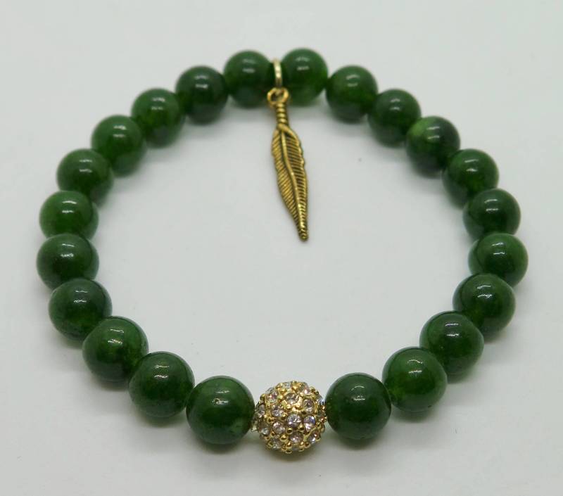 8mm Jade 4. Chakra Armband von ShopVibeJewelry