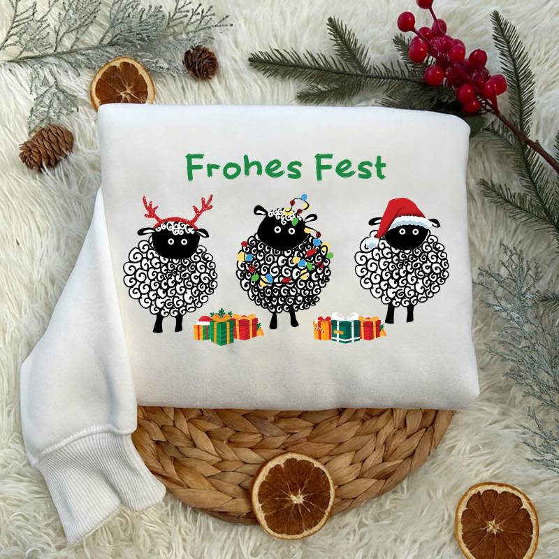 Frohes Fest Schaf Shirt, Lustiges Weihnachtsschaf T-Shirt, Weihnachtsgeschenk Sweatshirt, Süßes Tiermotiv, Weihnachtskleidung von Shopbey