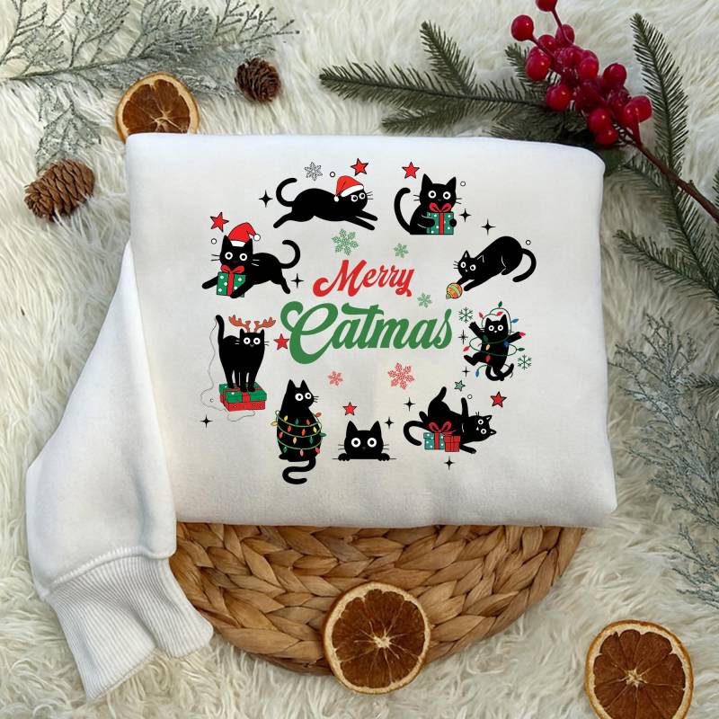 Merry Catmas Shirt, Lustiges Katzen Weihnachts T-Shirt, Katze Humor Sweatshirt, Geschenk Für Tierliebhaber Und Fans Kleidung von Shopbey