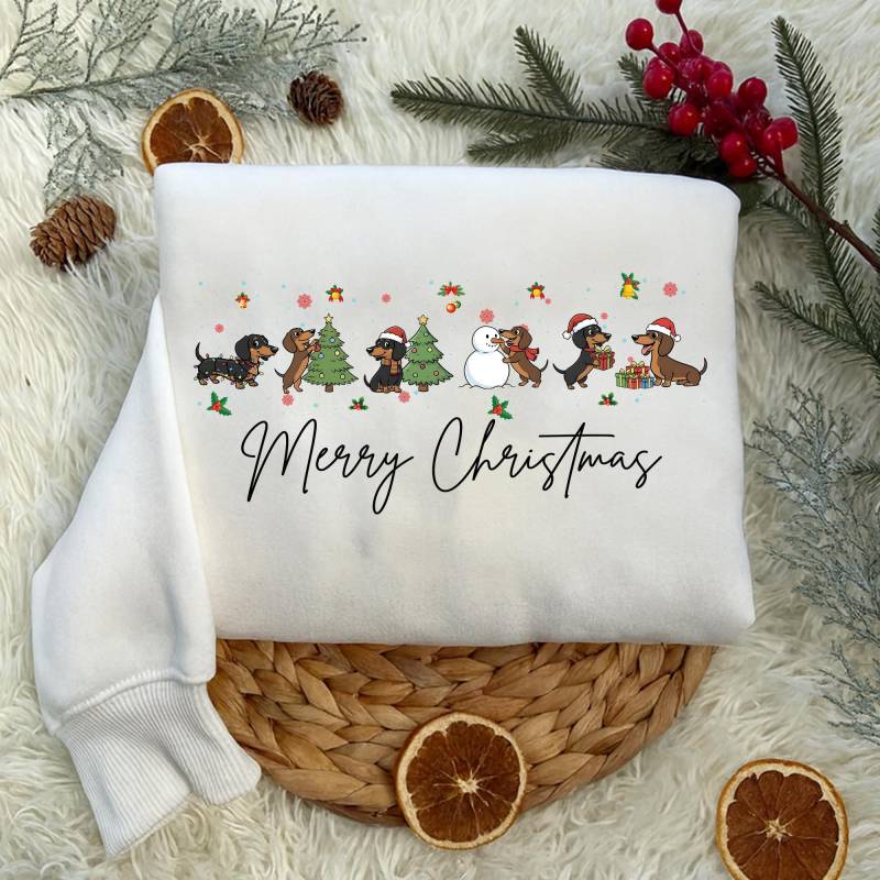 Merry Christmas Dackel Shirt, Lustiges Hunde Weihnachts T-Shirt, Geschenk Sweatshirt, Tierliebhaber Kleidung Weihnachten von Shopbey