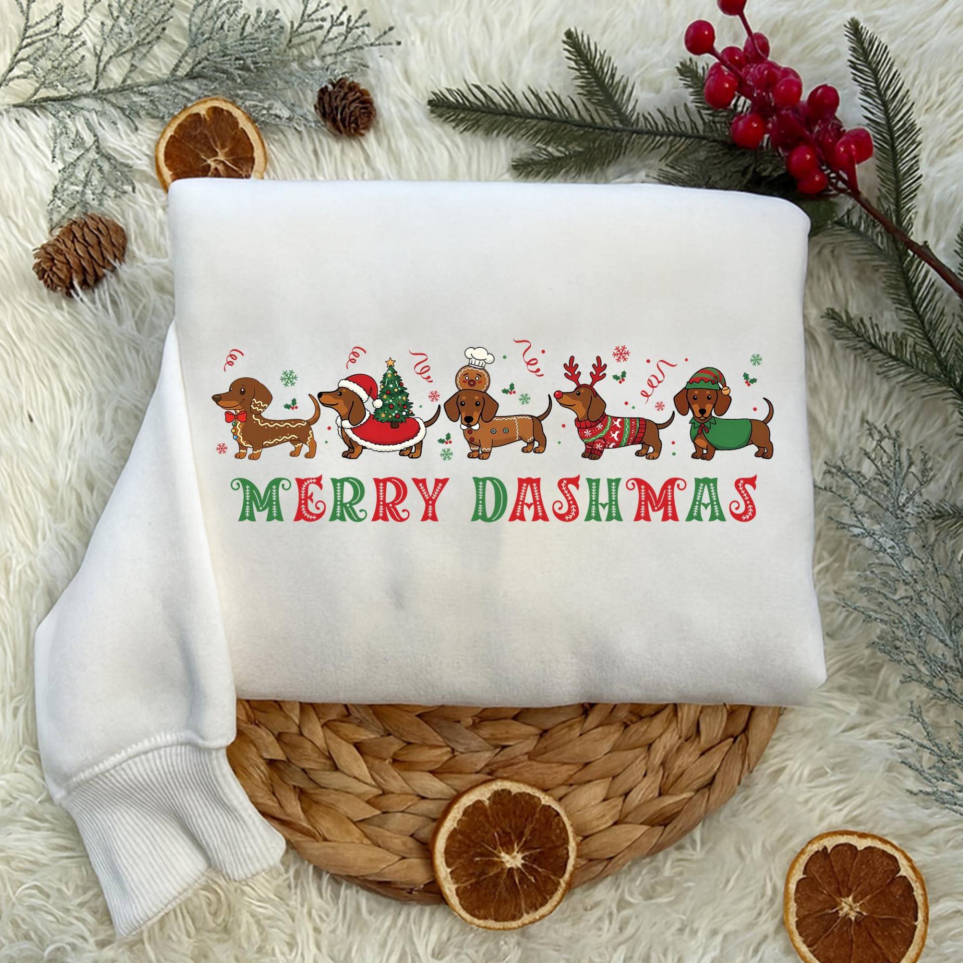 Merry Dashmas Shirt, Lustiges Dackel Weihnachts T-Shirt, Hund Humor Sweatshirt, Geschenk Für Tierliebhaber Und Fans Kleidung von Shopbey