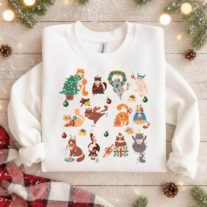 Weihnachtskatzen Shirt, Lustige Katzen Weihnachten T-Shirt, Merry Catmas Sweatshirt, Tiere Geschenk Für Katzenliebhaber von Shopbey