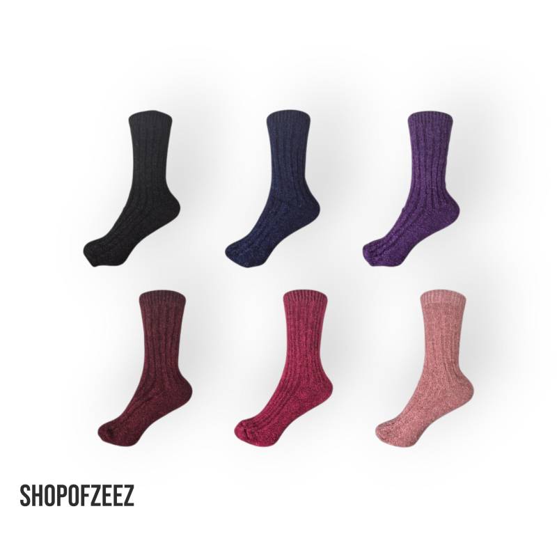 Damensocken Strümpfe Stiefelsocken - 6Er Pack in Verschiedenen Farben Weiche, Warme Strickoptik von ShopofZeeZ