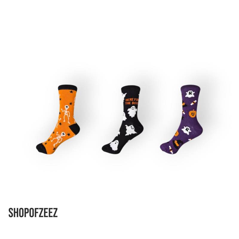 Halloween Socken Mit Geistern & Kürbissen - Lustige „Here For The Boos" Unisex Gruselsocken von ShopofZeeZ