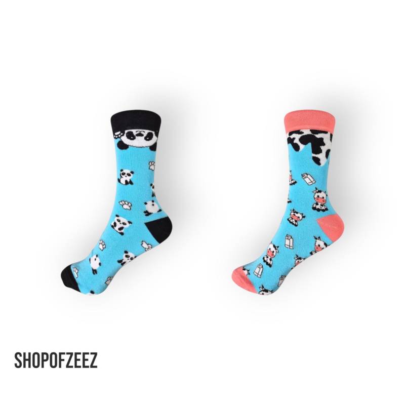 Lustige Socken Mit Panda & Kuh-Motiv - Unisex Strümpfe Für Kinder Und Erwachsene von ShopofZeeZ