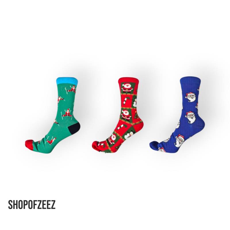 Lustige Weihnachtsmann-Socken - Grüne, Rote & Blaue Designs Perfekte Geschenkidee Für Die Weihnachtszeit von ShopofZeeZ
