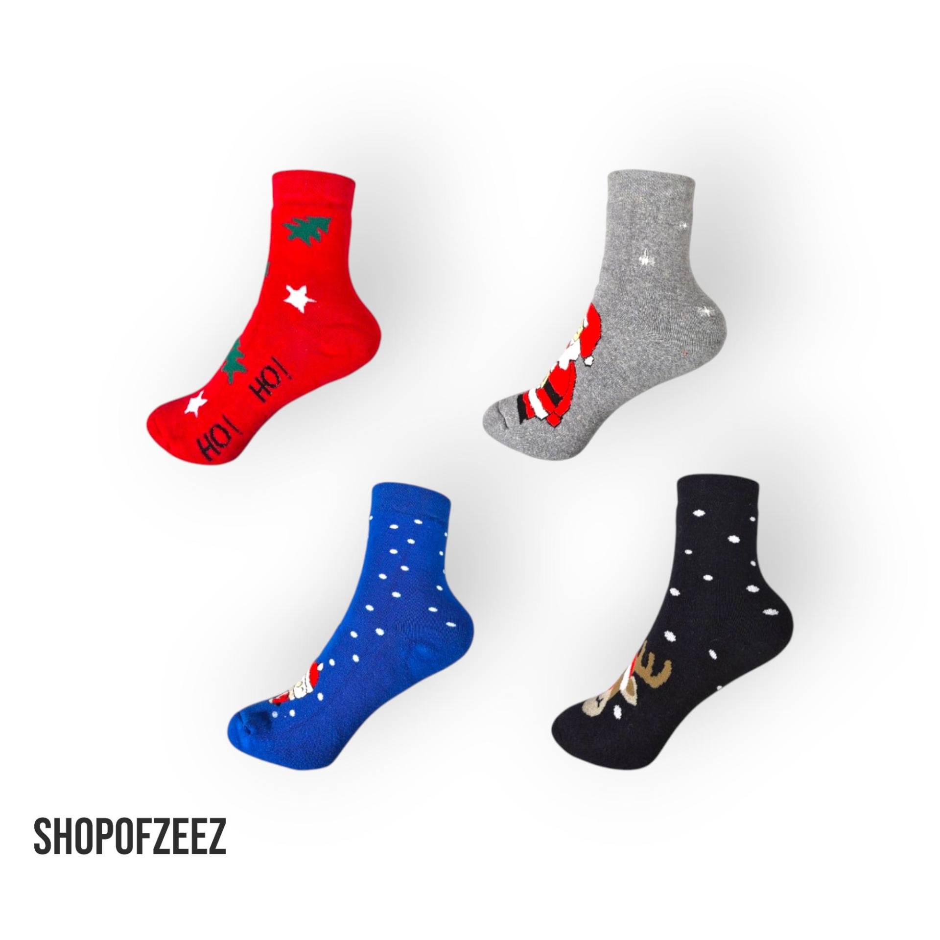 Lustige Weihnachtssocken Mit Santa Claus, Rentier, Weihnachtsbaum, Schneeflocken - Socken Frottee-Innenfutter Für Kinder & Damen von ShopofZeeZ