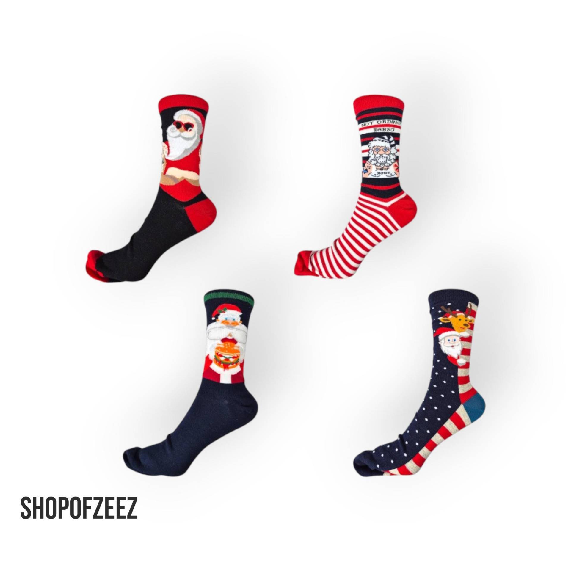 Weihnachtssocken Herren - Lustige Santa Claus & Rentier Motive Bunte Winter Socken Geschenkidee von ShopofZeeZ
