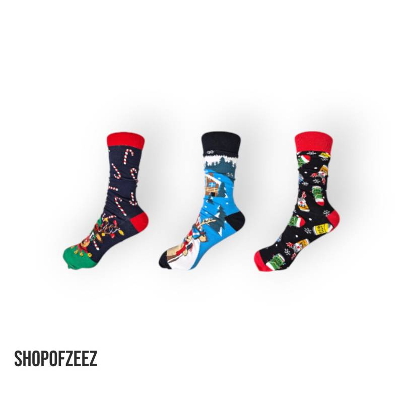 Weihnachtssocken Set - Lustige Weihnachtsmotive Perfektes Geschenk Für Familie & Freunde Gemütliche Strickoptik von ShopofZeeZ