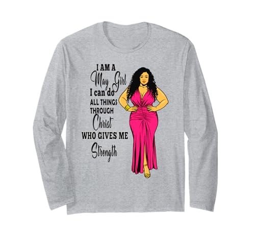Ich Bin EIN Mai-Mädchen Christian Jesus Christus Starke Schwarze Frauen Langarmshirt von Shopp