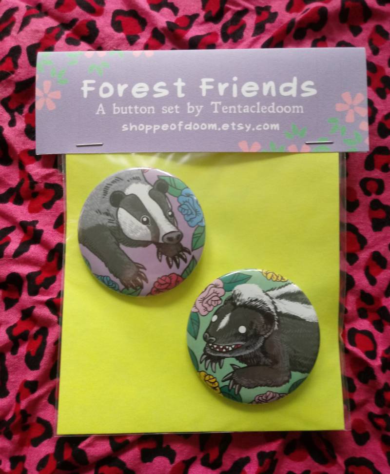 Forest Friends Stinktier Dachs Knopfset von ShoppeOfDoom