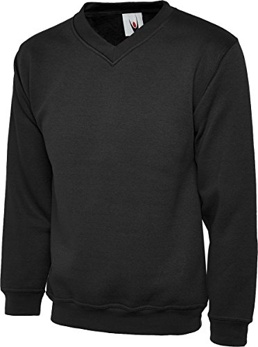 Shoppersbay Uneek UC204 Herren Erwachsene Premium V-Ausschnitt Casual Stylish Sweatshirt XS-2XL, Schwarz , XL von Shoppersbay