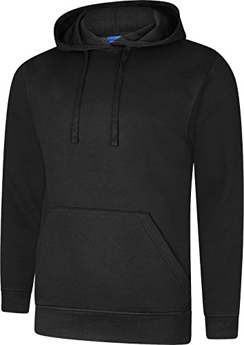 Uneek UC509 Deluxe Kapuzen-Sweatshirt für Herren, einfarbig, Größe XS-5XL Gr. L, Schwarz von Shoppersbay