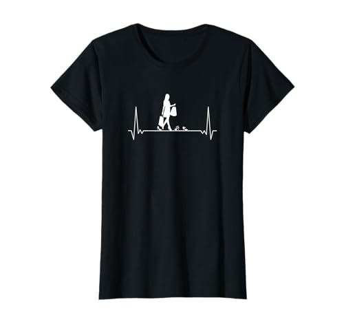 Shopping Queen Geschenkidee Damen Shopping Queen T-Shirt Schwarz XS Herzschlag Design Klassisch geschnitten Kurzarm Winter von Shopping Queen Geschenkidee