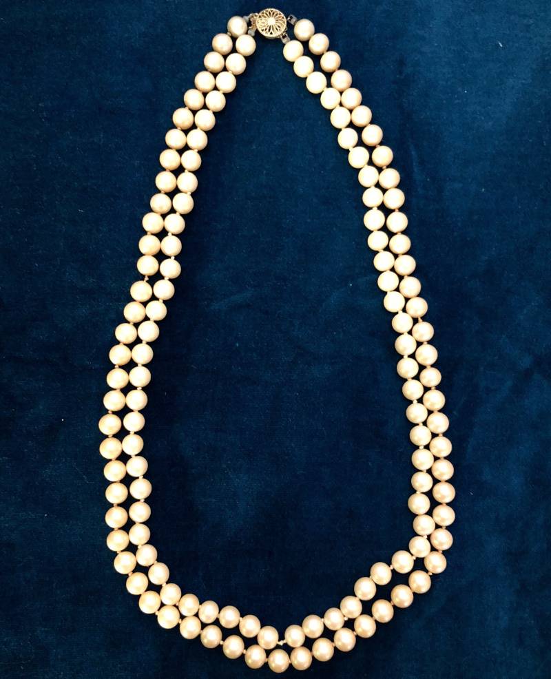 Jahrgang Faux Perle Doppelstrang Halskette von Shopundertherose