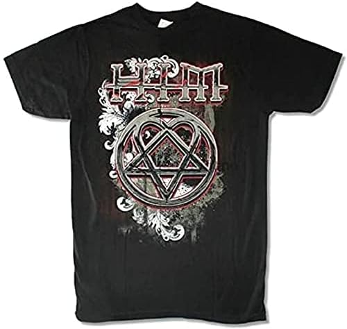 Short Weige Him H.I.M Filigranes Logo Heartagram Herren-T-Shirt für Herren, Ville Valo Mikko Lindstrom, Schwarz , XL von Short