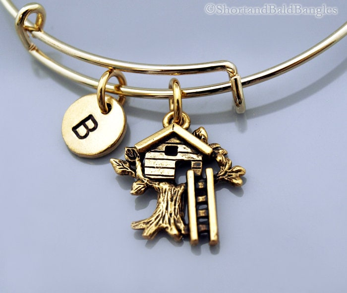 Baumhaus Armreif, Armband, Charm, Erweiterbar Personalisiertes Charm Monogramm, Initial Armband von ShortandBaldJewelry