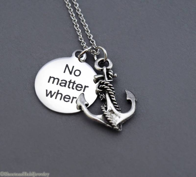 Egal Wo Charme, Anker, Anker Charme Halskette, Mutter Tochter, Beste Freunde, Bff Armreif von ShortandBaldJewelry