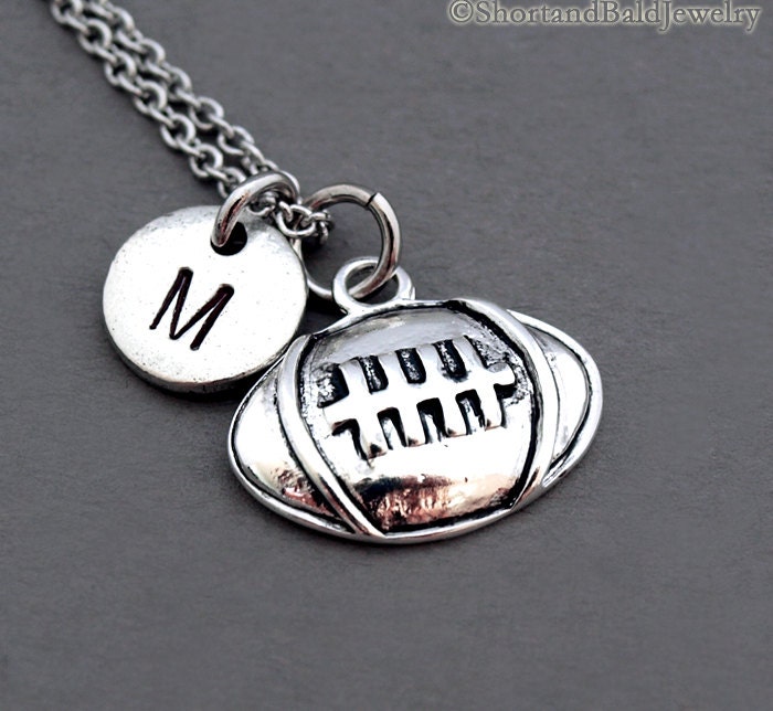 Fußball Halskette, Charme, Silber Fußball, Rugby Antikes Silber, Ursprüngliche Personalisiert, Monogramm von ShortandBaldJewelry