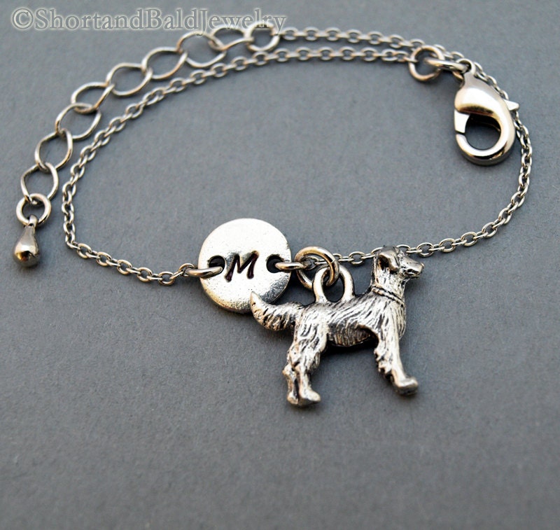 Golden Retriever Bettelarmband, Altsilber, Initialarmband, Freundschaft, Mütter, Verstellbar, Monogramm von ShortandBaldJewelry