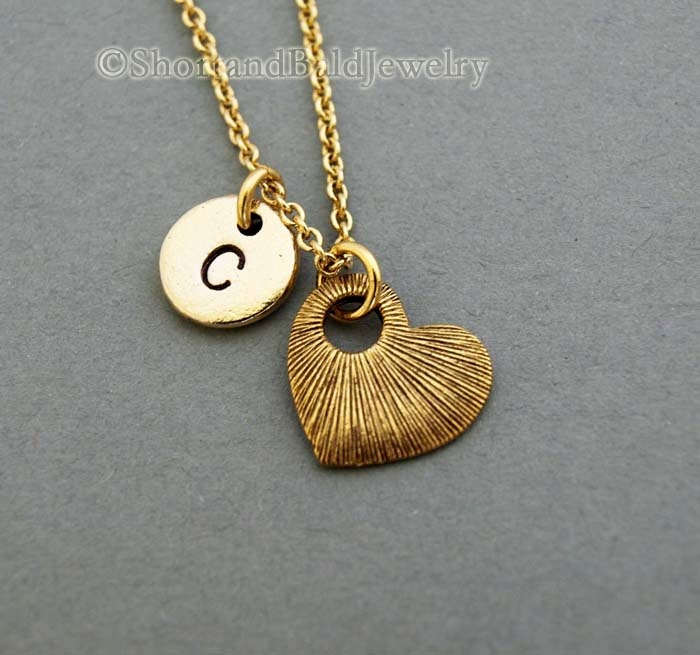 Herz-Charme-Halskette, Herz Ewigkeit Charme, Gold Halskette, Erste Personalisiert, Monogramm von ShortandBaldJewelry