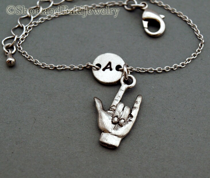 Ich Liebe Dich Zeichensprache Bettelarmband, Antik Silber, Initial Armband, Freundschaft, Mütter, Verstellbar, Monogramm von ShortandBaldJewelry