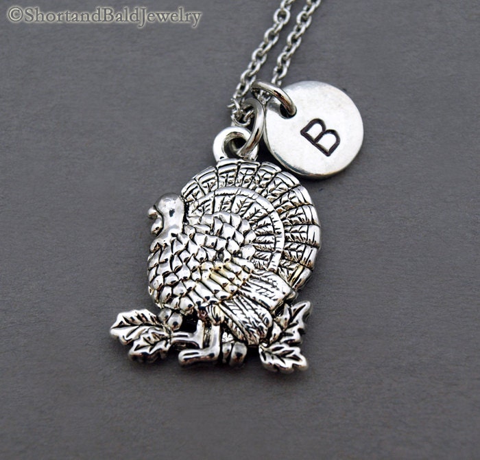 Truthahn Halskette, Vogel, Thanksgiving Truthahn, Charme Schmuck, Erste Hand Gestempelt, Personalisiert, Monogramm von ShortandBaldJewelry