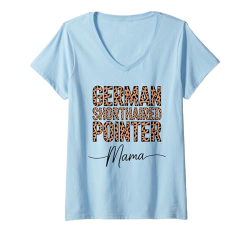 Damen Leopardenmuster German Shorthaired Pointer Mama GSP T-Shirt mit V-Ausschnitt Damen Leopardenmuster German Shorthaired Pointer Mama GSP T-Shirt mit V-Ausschnitt von Shorthaired Pointer Dog Lover Gifts