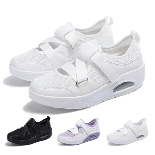 Sandalen damen sommer bequem, Damen Diabetikerschuhe mit verstellbarem Verschluss Orthopädische Gehschuhe Ödem Schuhe Leichtgewichts Atmungsaktiv für geschwollene Füße(Size:EU 40,Color:White) von Shorts Collection