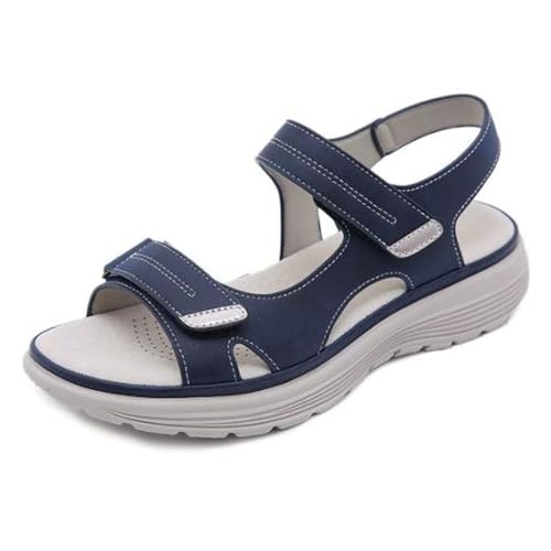 Schuhe mit keilabsatz für damen sommer sandalen, Orthopädische Sandalen Damen verstellbaren Trägern und Sandalen mit ergonomischer Sohle für Spaziergänge, Freizeit, Wandern(Size:EU 34,Color:Blue) von Shorts Collection