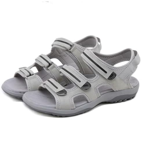 Womens Arch Support Walking Shoes Orthopedic Sandals, Women Sandals Dressy Casual Summer Sandals Women Fashion Comfortable Casual Platform Sandals with Adjustable Hook Loop(Size:EU 36,Color:Gray) von Shorts Collection