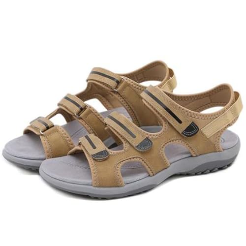 Womens Arch Support Walking Shoes Orthopedic Sandals, Women Sandals Dressy Casual Summer Sandals Women Fashion Comfortable Casual Platform Sandals with Adjustable Hook Loop(Size:EU 38,Color:Brown) von Shorts Collection