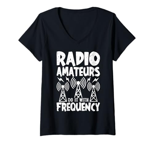 Damen Morsecode - Funkamateure tun es mit Frequenz T-Shirt mit V-Ausschnitt Damen Morsecode - Funkamateure tun es mit Frequenz T-Shirt mit V-Ausschnitt von Shortwave Radio Operator Design Outfit
