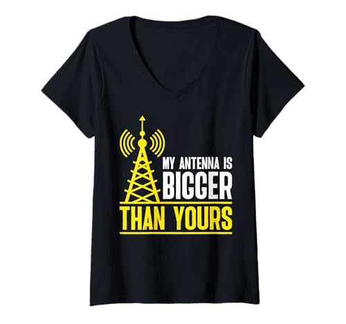 Damen Morsecode – My Antenna Is Bigger Than Yours T-Shirt mit V-Ausschnitt Damen Morsecode – My Antenna Is Bigger Than Yours T-Shirt mit V-Ausschnitt von Shortwave Radio Operator Design Outfit