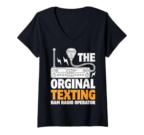 Damen Morsecode - The Orginal SMS Ham Radio Operator T-Shirt mit V-Ausschnitt Damen Morsecode - The Orginal SMS Ham Radio Operator T-Shirt mit V-Ausschnitt von Shortwave Radio Operator Design Outfit