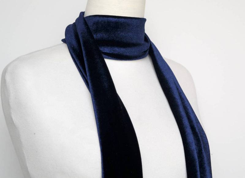 Blauer Marine Samt Schal, Schmaler Schal Samt, Stirnband, Damen Krawatte, Hals Turban, Herbst Geschenk von ShoshkaBoutique